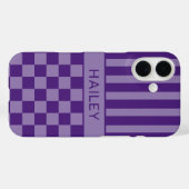 Lila Kariert Gestreift Personalisiert Case-Mate iPhone Hülle (Rückseite (Horizontal))