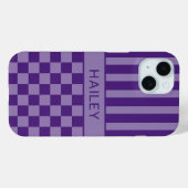 Lila Kariert Gestreift Personalisiert Case-Mate iPhone Hülle (Rückseite (Horizontal))