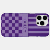 Lila Kariert Gestreift Personalisiert Case-Mate iPhone Hülle (Rückseite (Horizontal))