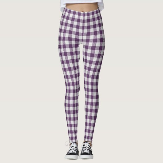 Lila Kariert Leggings (Vorderseite)
