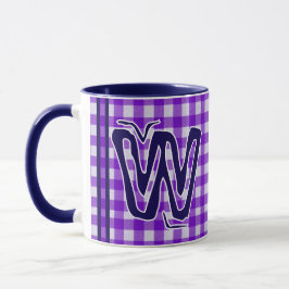Lila Kariert (Monogramm, Name) Vintager Kaffee Tasse