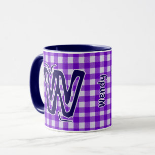Lila Kariert (Monogramm, Name) Vintager Kaffee Tasse