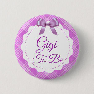 Lila Kariert und Bow Great Gigi auf Knopf Button