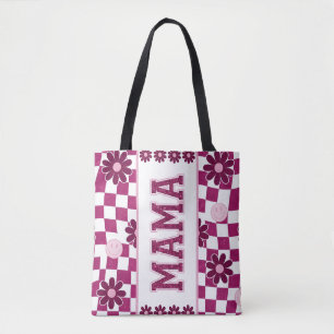Lila Kariert und Lila Blumen MAMA Tasche