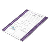 Lila Karierte 5 und 1 Lebensmittel Notizblock (angewinkelt)