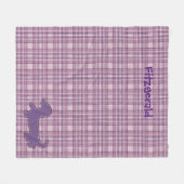 Lila Karierte Dackel Fleece Blanket (Vorderseite (Horizontal))