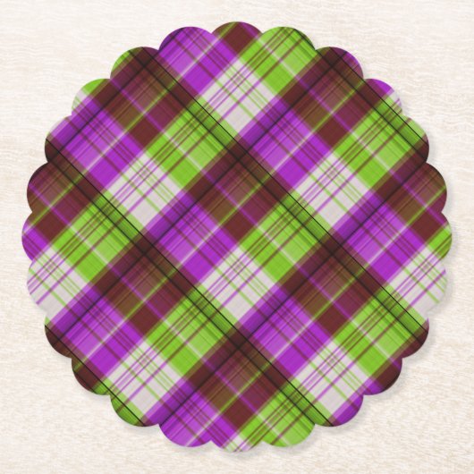 Lila Karierte Hochzeit von Green Tartan Untersetzer (Vorderseite)