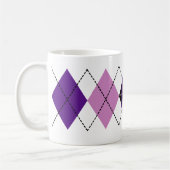 Lila karierte Rauten-Tassen Kaffeetasse (Links)
