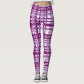 Lila Karierte Yogapflanzen Leggings (Vorderseite)