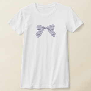 Lila Karierter Bow Elegante Baby Dusche Mama T-Shirt