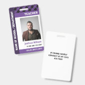 Lila Karierter Foto-Ausweis-Lehrer Ausweis (Vorder- & Rückseite)