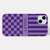 Lila Karierter Gestreifter Personalisierter Case (Rückseite (Horizontal))