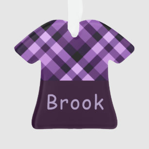 Lila Karierter Monogramm-T - Shirt Acryldekor Ornament