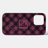 Lila Karierter Name für Schwarz Case-Mate iPhone Hülle (Rückseite (Horizontal))