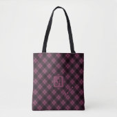 Lila Karierter Name für Schwarz Tasche (Vorderseite)