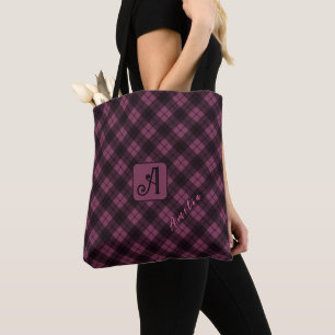 Lila Karierter Name für Schwarz Tasche