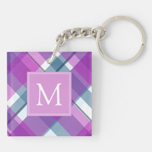 Lila Karierter Schlüsselanhänger (Rückseite)