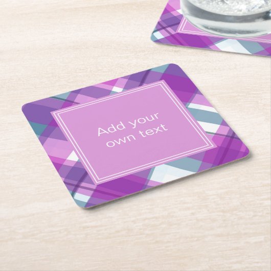 Lila Karierter Text Rechteckiger Pappuntersetzer (angewinkelt)