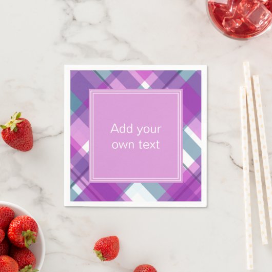 Lila Karierter Text Serviette (Beispiel)