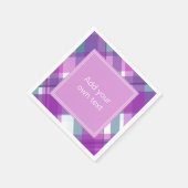 Lila Karierter Text Serviette (Ecke)