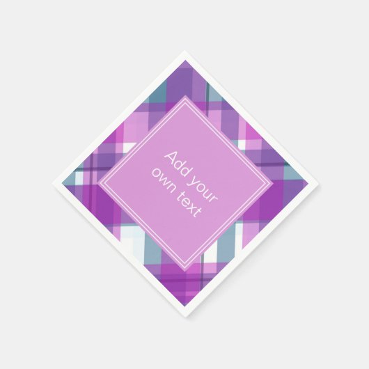 Lila Karierter Text Serviette (Ecke)