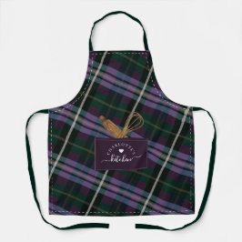 Lila Kariertes Fake Taschen & Holzlöffel & Whisky Schürze