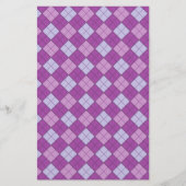 Lila Kariertes Floßpapier Briefpapier (Vorderseite)