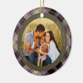 Lila Kariertes Foto Keramik Ornament (Links)