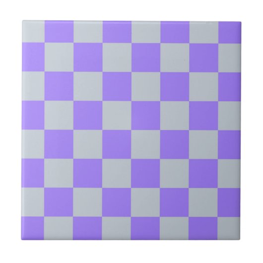 Lila kariertes Gingham-Muster Fliese (Vorderseite)