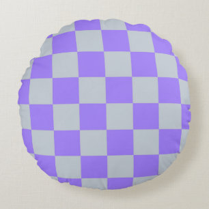 Lila kariertes Gingham-Muster Rundes Kissen