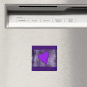 Lila Kariertes Herz Magnet (In Situ (Geschirrspüler))