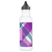 Lila Kariertes Monogramm Edelstahlflasche (Rechts)