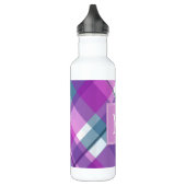Lila Kariertes Monogramm Edelstahlflasche (Links)