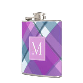 Lila Kariertes Monogramm Flachmann (Links)