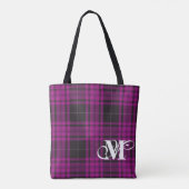 Lila Kariertes Monogramm Totbeutel Tasche (Rückseite)