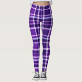 Lila Kariertes Muster Leggings (Vorderseite)