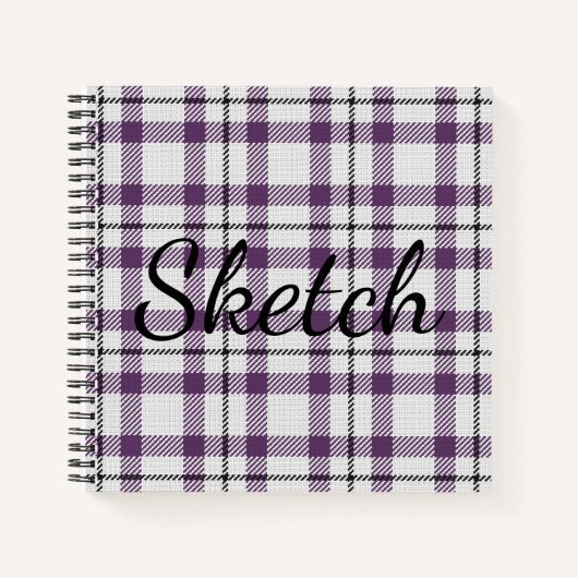 Lila Kariertes Sketchbook Notizblock (Vorderseite)