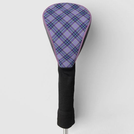 Lila Kariertes Tartan 1 diagonal Golf Headcover (Vorderseite)