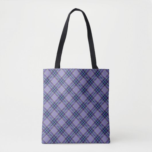 Lila Kariertes Tartan 1 diagonal Tasche (Vorderseite)