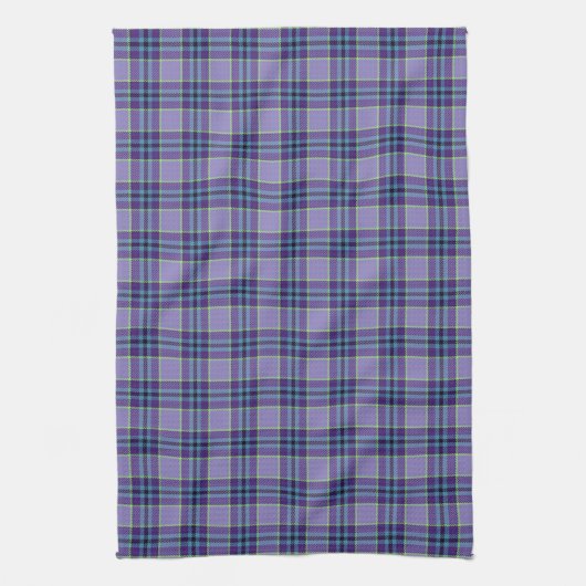 Lila Kariertes Tartan 1 in Lavendel & Blue Geschirrtuch (Vertikal)
