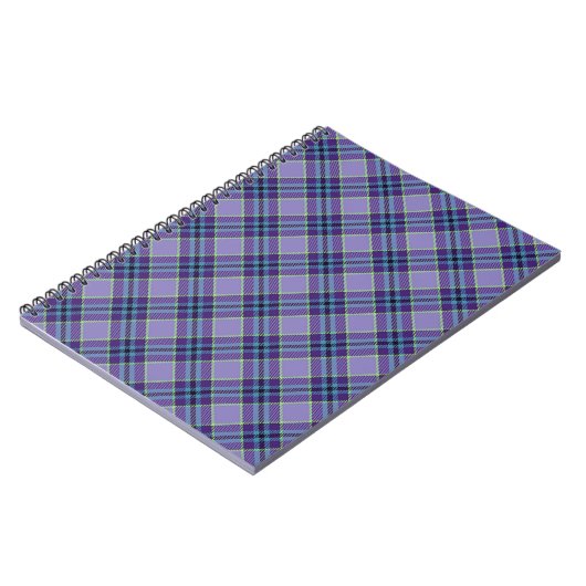 Lila Kariertes Tartan 1 in Lavendel & Blue Notizblock (Linke Seite)