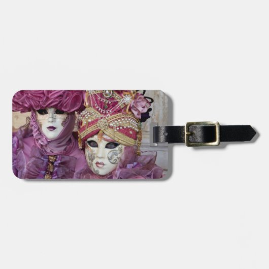 Lila Karnevalskostüm, Venedig Gepäckanhänger (Vorderseite horizontal)