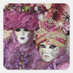 Lila Karnevalskostüme, Venedig Quadratischer Aufkleber