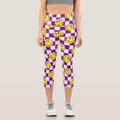 lila Karo Capri Leggings (Vorderseite)