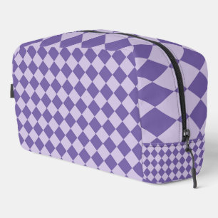 Lila Karo-Diamantmuster-Kulturtasche Waschbeutel