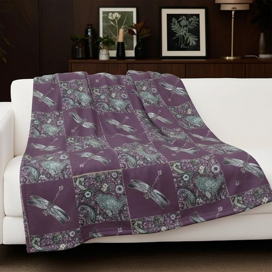 lila Karo Fleecedecke