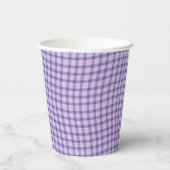 Lila Karo Gingham Nahtloses Muster Pappbecher (Rückseite)