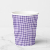 Lila Karo Gingham Nahtloses Muster Pappbecher (Rechts)