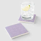 Lila Karo Gingham nahtloses Muster Steinuntersetzer (Seitenansicht)