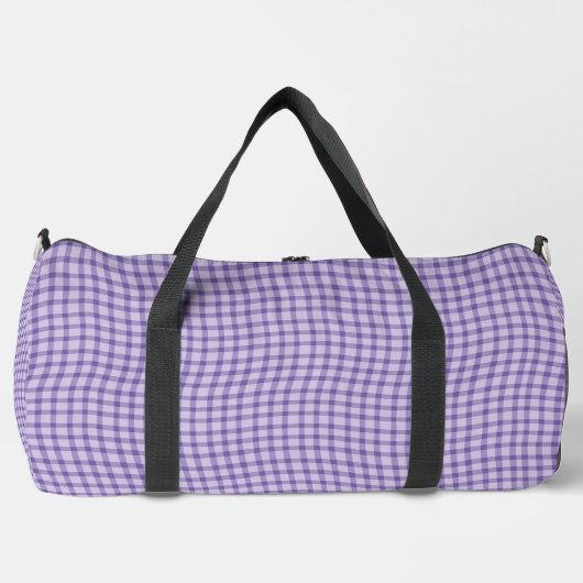 Lila Karo Gitter Nahtloses Muster Groß Duffle Bag (Vorderseite)